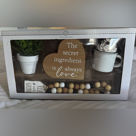 Huntington Home Coffee Bar Tray Objects with a Heart Sign and planter - Picture 1 of 6